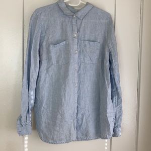 Charter Club Blue Linen Button Up Shirt